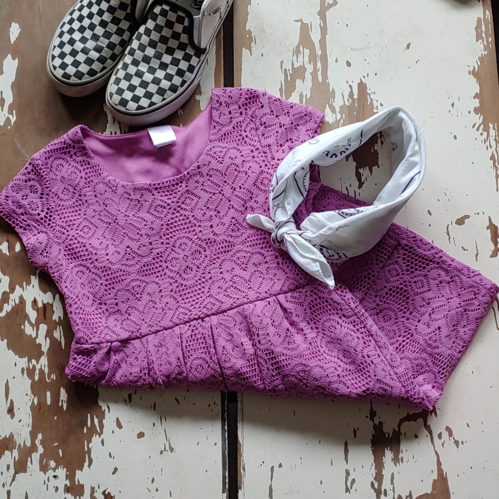 Little Miss Attitude Lovely Lilac Crochet Dress